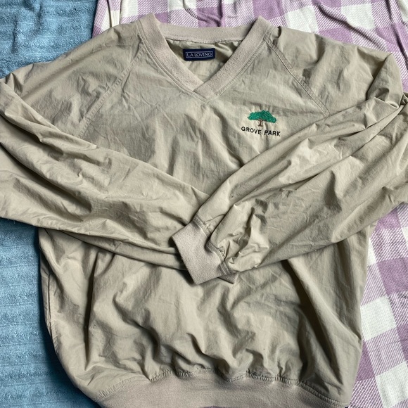 Used L Tan LA Loving Nylon Pullover - Picture 1 of 4